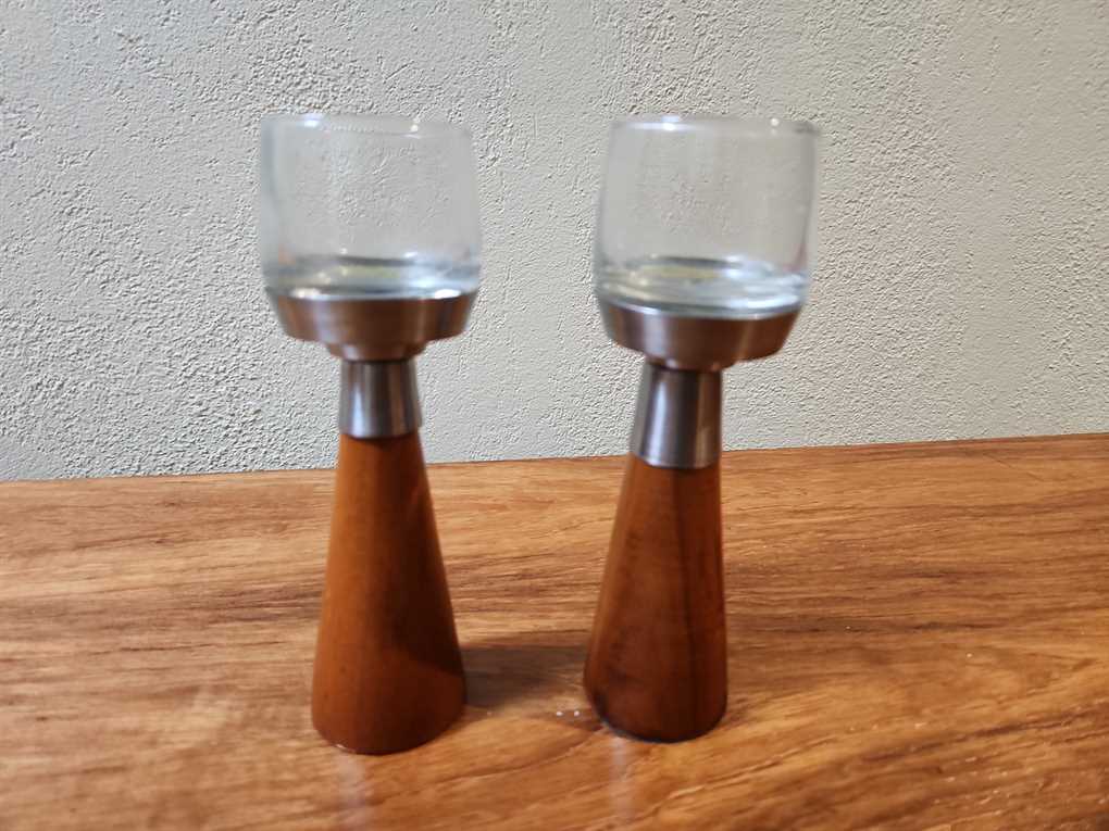 Venezia Italy Glass & Wood Votive Holder