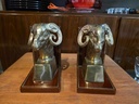 Pair of Big Horn Ram Brass Bookends