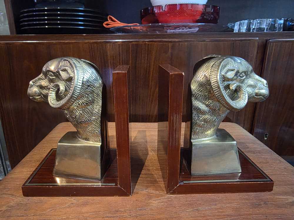 Pair of Brass Ram Bookends