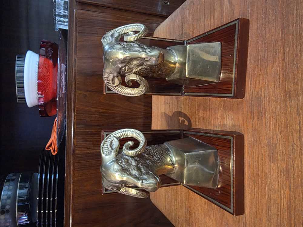 Pair of Brass Ram Bookends