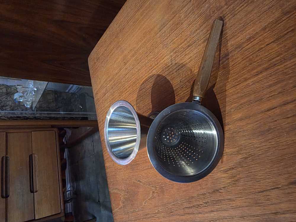 Lundtofte Denmark Teak and Stainless Tea Strainer w/ holder