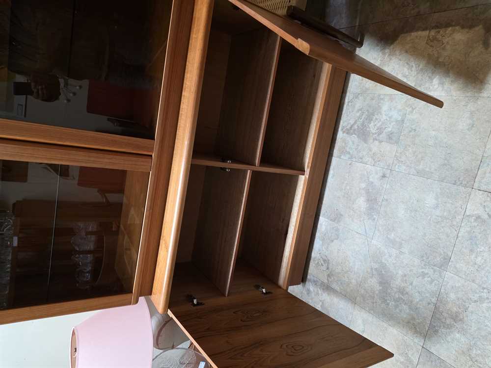 Nordic Furniture Teak Display Cabinet w/Lighting & Smoked Glass Doors