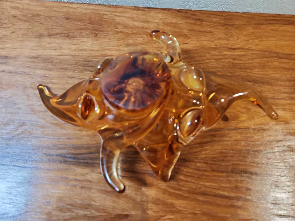 Small Amber Lorraine Glass Basket / Ashtray