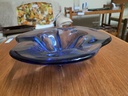 4 Petal Floral Bowl in Blue by Jan Beranek for Skrdlovice Czech Republic, 1960s