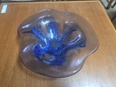 4 Petal Floral Bowl in Blue by Jan Beranek for Skrdlovice Czech Republic, 1960s