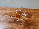 Small Amber Lorraine Glass Basket / Ashtray