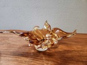 Small Amber Lorraine Glass Basket / Ashtray