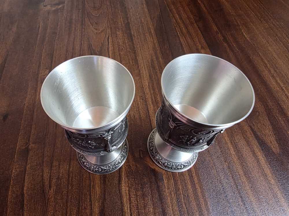 Pair of WMF Zinn Germany Pewter Wine Chalices