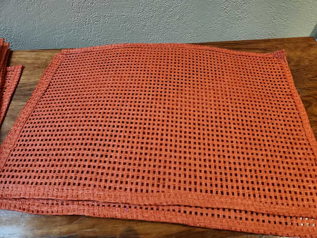 Set of 10 Orange Rattan Placemats