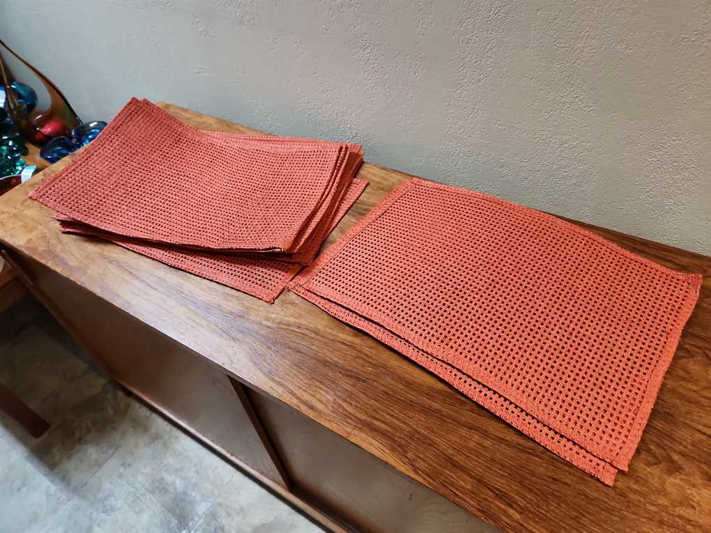 Set of 10 Orange Rattan Placemats
