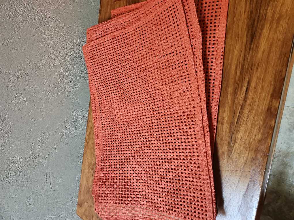 Set of 10 Orange Rattan Placemats