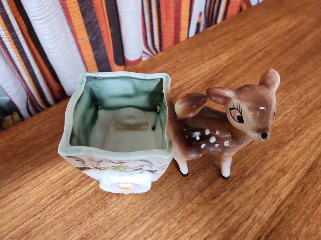 Ceramic Deer Planter Made In Japan 1950's 60's