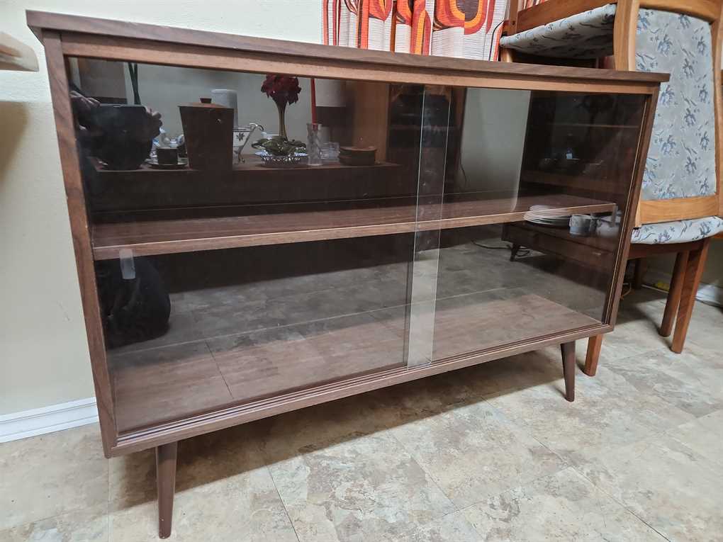 Walnut Finish Display Cabinet
