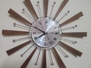 Reproduction Teak Starburst Clock