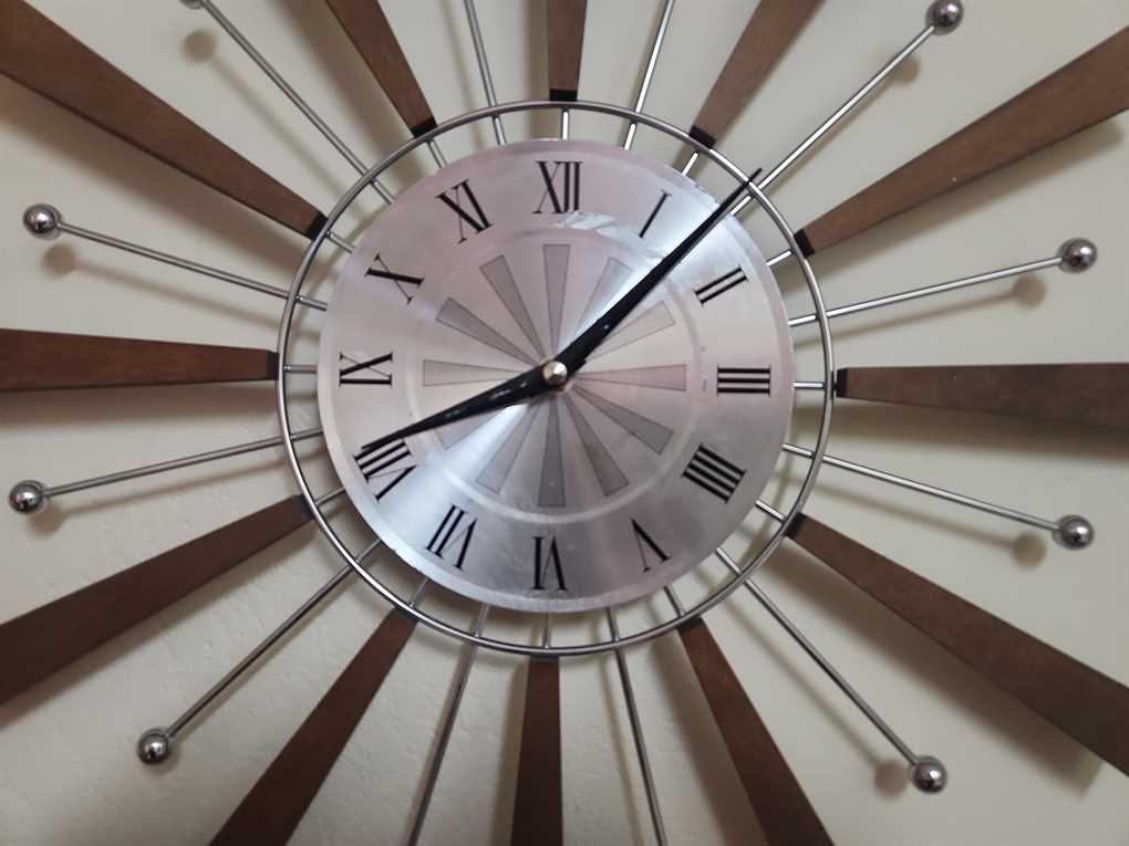 Reproduction Teak Starburst Clock