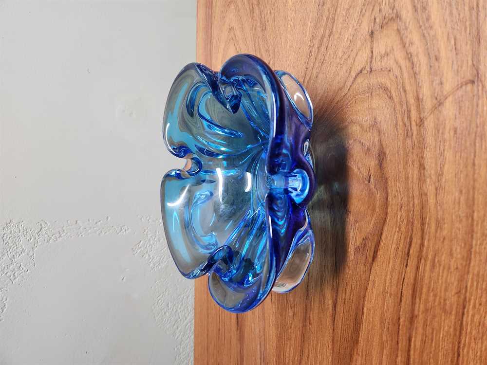 Blue Chalet Glass Basket - Etched