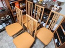 Set of 5 Italian IMS SRL High Back Blonde Teak Dining Chairs