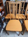 Set of 5 Italian IMS SRL High Back Blonde Teak Dining Chairs