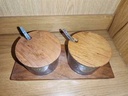 Teak Two Bowl Condiment Tray