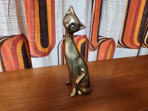 Large Brass Cat