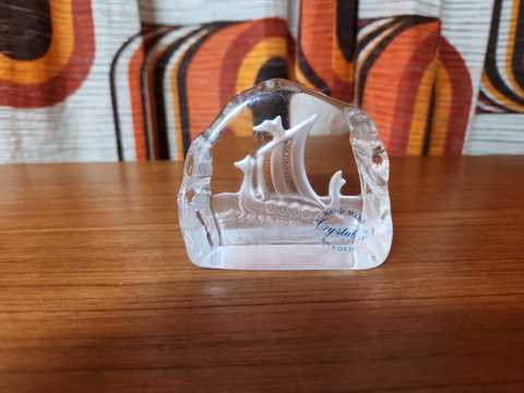 Nybro Sweden Viking Ship Paperweight