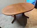 Round Danish Teak & Oak Dining Table w/1 Leaf.  Teak Top, Oak Apron and Legs