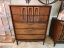 1970 Vic Art 5 Drawer Walnut Tall Boy Dresser by Victoriaville