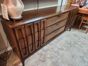 1970 Vic Art 9 Drawer Walnut Low Boy Dresser by Victoriaville w/ Mirror