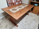 Gangso Mobler Teak Dining Table with 2 Leaves and Italian Tile Inlay