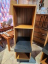 Teak Bookcase w/ One Adjustable Faux Leather Bound Shelf