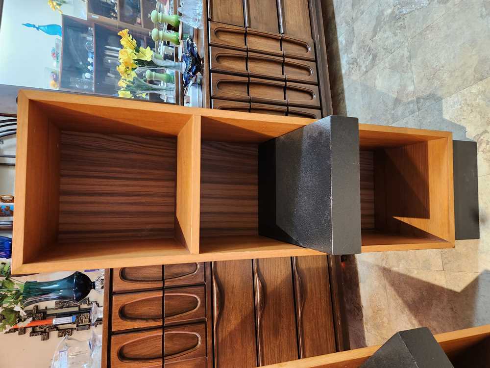 Teak Bookcase w/ One Adjustable Faux Leather Bound Shelf