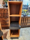 Teak Bookcase w/ One Adjustable Faux Leather Bound Shelf