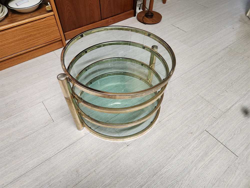 Brass & Glass 4 Level Coffee Table - Milo Baughman Reproduction