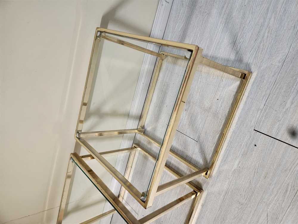 Pair of Brass & Glass Square End Tables