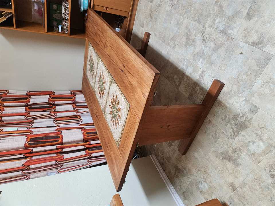 Gangso Mobler Teak Dining Table with 2 Leaves and Italian Tile Inlay