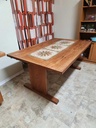 Gangso Mobler Teak Dining Table with 2 Leaves and Italian Tile Inlay