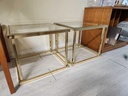 Pair of Brass & Glass Square End Tables