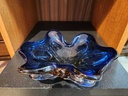 Continental Glass Blue/Amber Basket / Ashtray