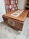 Gangso Mobler Teak Dining Table with 2 Leaves and Italian Tile Inlay