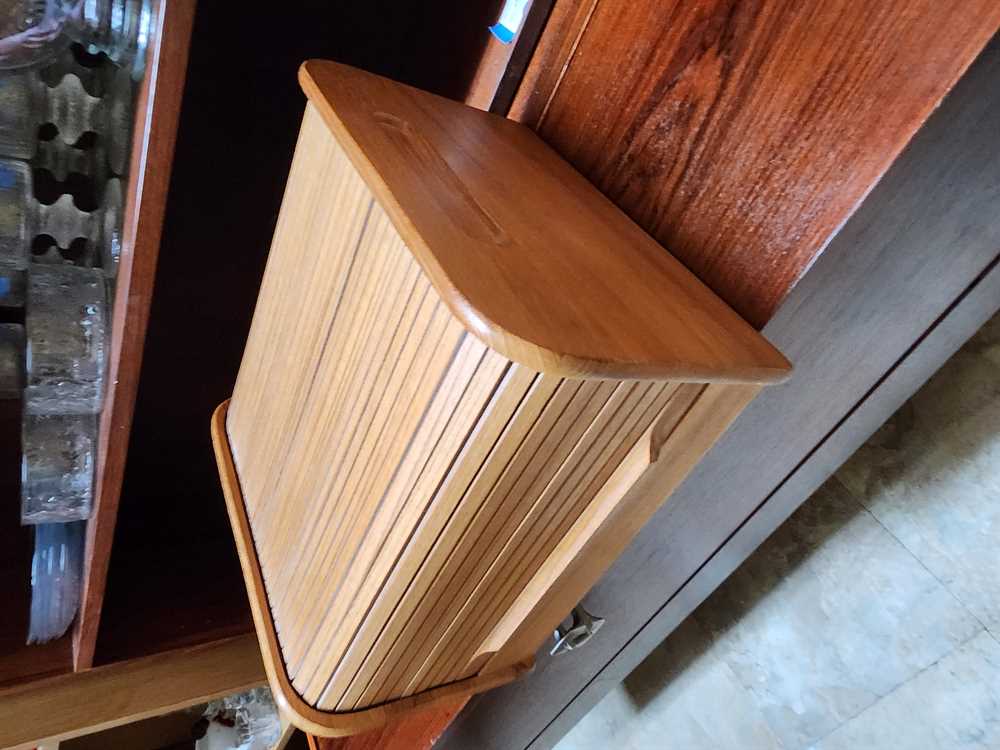 Vintage Teak Rolltop Desk Organizer