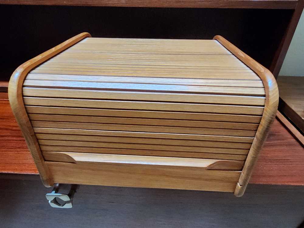 Vintage Teak Rolltop Desk Organizer
