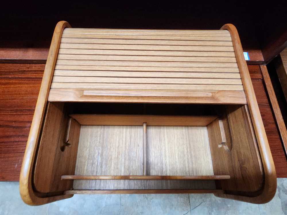Vintage Teak Rolltop Desk Organizer