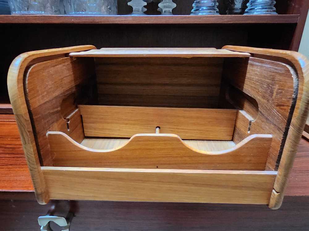 Vintage Teak Rolltop Desk Organizer