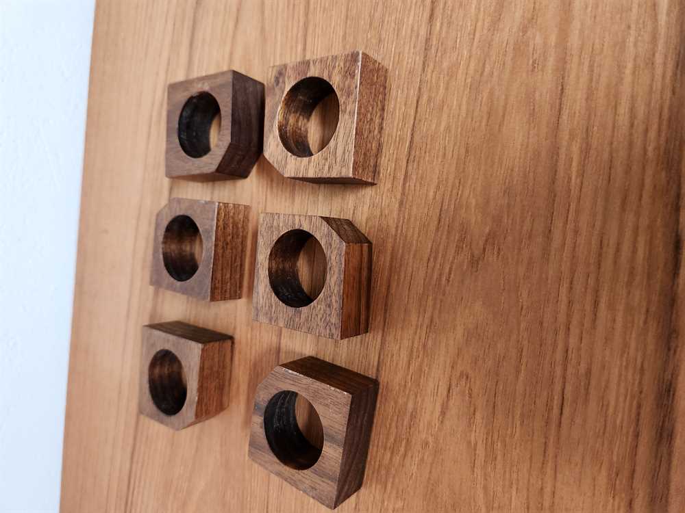 Set of 6 MCM Walnut Napkin Rings