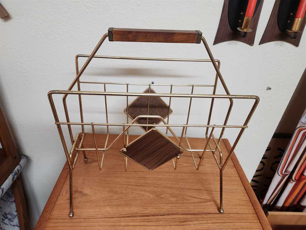 Walnut and Brass Magazine Stand