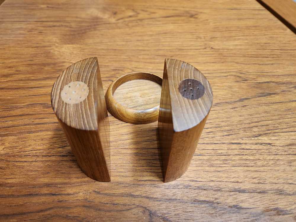 Danish Teak Salt and Pepper Shakers w/ Charger Plate