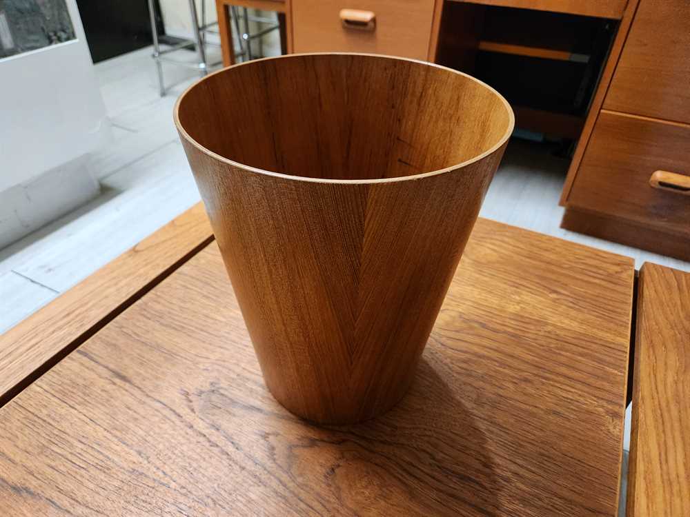 Teak Waste Basket 12"H 10"Dia