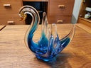 Art Glass Swan Bowl