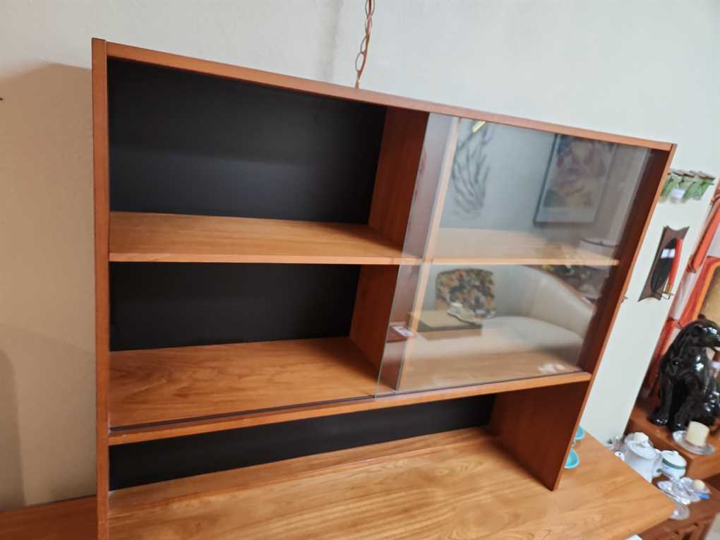 Teak Hutch with Sliding Glass Doors