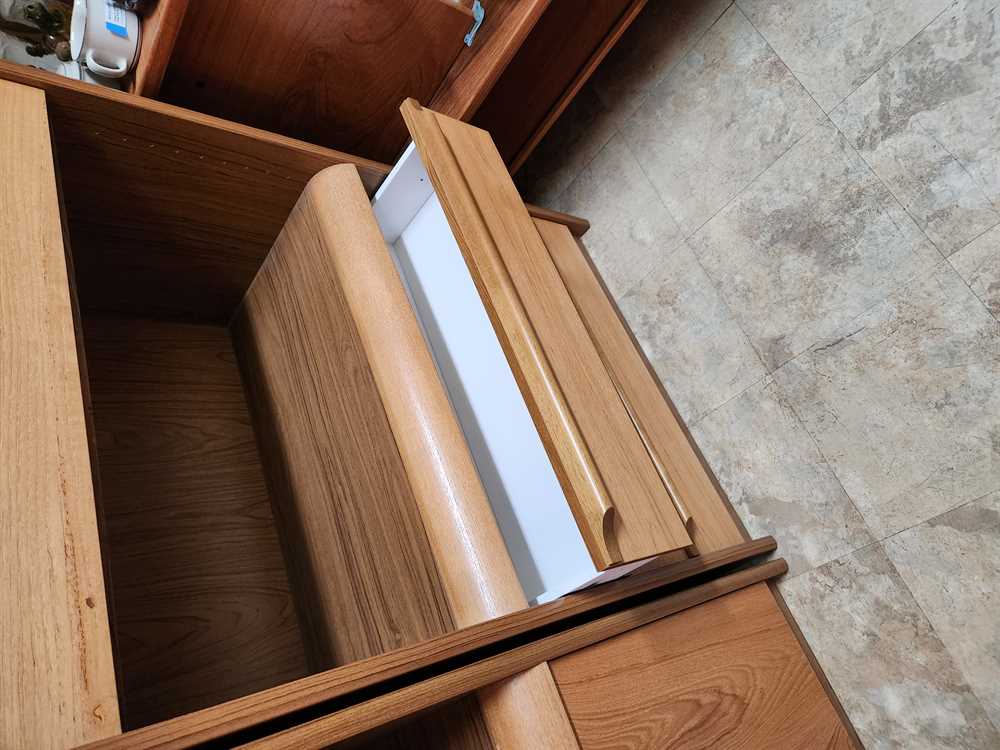 Teak Wall Unit w/ Dropdown Bar